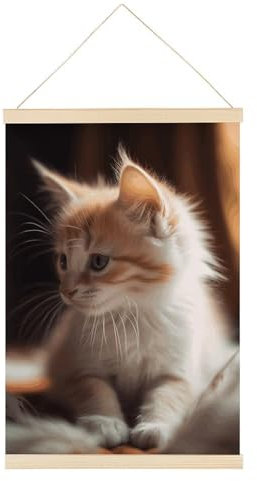 Magnetischer Posteraufhänger mit Katze, weich, 60 x 39 cm, Holzmagnet, Leinwand, Kunstwerk, zum Aufhängen, Posterrahmen, Posteraufhänger mit Seilmagnet für Poster, Drucke, Fotos, Bilder, Karten,