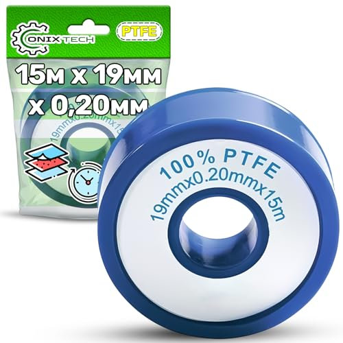 ONIX TECH Nastro Teflon Idraulico PTFE 15m x 19mm x 0,20 mm Utilizzato in Idraulica per i Raccordi e Sigillare le Filettature dei Tubi - Garanzia di 5 Anni