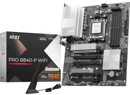 MSI PRO B840-P - Scheda madre WiFi, ATX, supporta processori AMD Ryzen 9000/8000/7000, AM5 - DDR5 Memory Boost (8000+ MT/s OC), PCIe 4.0 x16, M.2 Gen4, Wi-Fi 7, 2.5G LAN