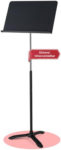 Classic Cantabile OSE-01 Orchesterpult - Stabiler klappbarer Notenständer aus Aluminium - Stufenlos höhenverstellbar 65-117 cm - Geeignet für Kinder, Jugendliche und Erwachsene - schwarz
