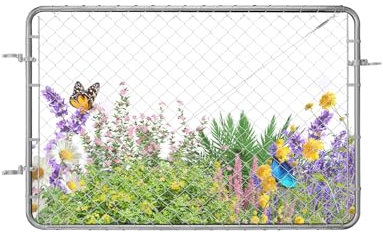 VEVOR Cancello per Recinzione a Maglie di Catena, 183 x 122 cm, Cancello da Giardino in Acciaio Zincato Antiruggine, Pannello Regolabile per Cortile Vialetto Agricolo con Accessori Completi