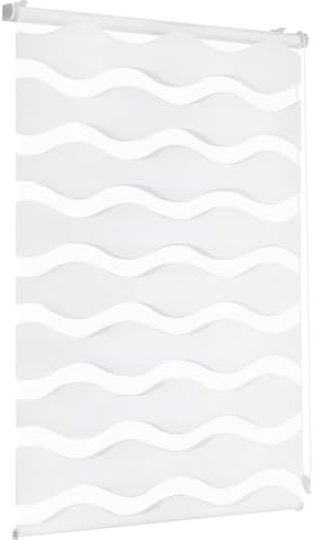 Sekey Doppelrollo Wellen Klemmfix ohne Bohren für Fenster, Doppelrollo 80 cm breit, Duo Rollo Welle Jalousie Sonnenschutz, 80x130cm, Weiß