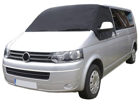 UK Custom Covers VW T5 Shuttle Screen Wrap mit Augen Frontscheibenabdeckung (schwarz, Scheibenfolie stabil: einfarbig)