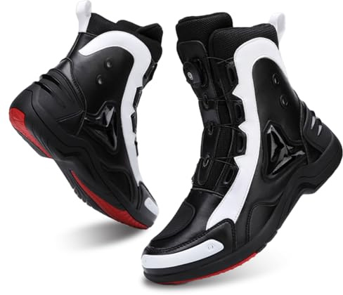 Scarpe Moto Uomo, Stivali Scarpe Moto Motocross Casual Strada Traspiranti Antiscivolo con Cerniera Laterale, Supporto per La Caviglia