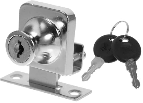 POPETPOP Serrure Anti-effraction pour Porte Coulissante en Alliage de Zinc Argenté sans Perçage pour Vitrine ou Armoire en Verre de 5-8 Mm pour Bureaux et Salons