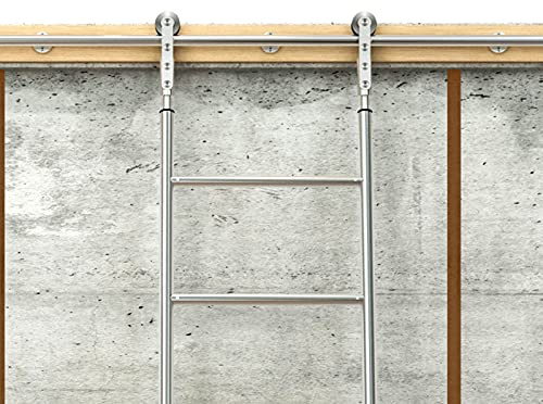 Kit ferramenta per Porta Scorrevole da 3,3-20 Piedi - Sistema Completo di binari scorrevoli per Uso Interno/soffitta, Tubo Tondo in Acciaio Inossidabile, Scala Non necessaria, 16 Piedi