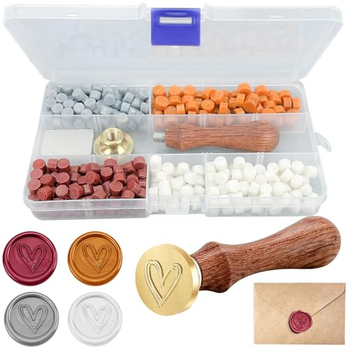 72 g di ceralacca con 1 timbro, set di sigilli ottagonali, set di sigilli di cera, timbri di cera, cera, per inviti, biglietti, buste, confezioni regalo