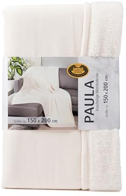 Gözze - Chenille Wohndecke Paula, Luxuriöse Kuscheldecke mit weicher Rückseite, 100% Polyester-Mikrofaser, 150 x 200 cm - Wollweiß, Wollweiss
