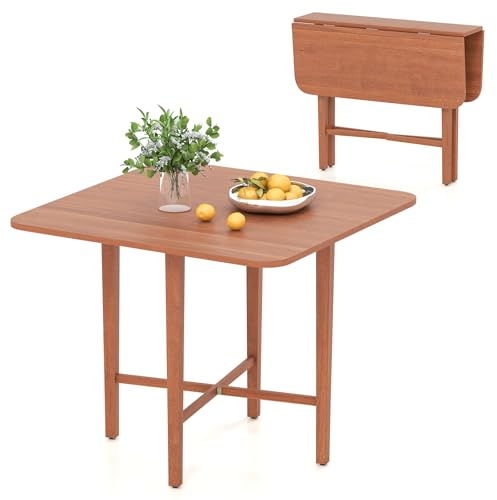 GIANTEX Klapptisch quadratisch 90x90 cm aus Holz | Esstisch für 2-4 Personen, Walnuss, für Küche, Esszimmer und Wohnzimmer, auch als Schreibtisch