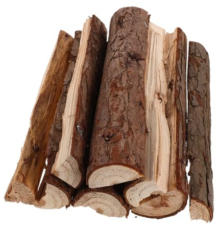 Garneck 8 Piezas de Leña Decorativa de Madera Natural, Resistente las Condiciones Atmosféricas y Versátil para Chimenea y Decoración Interior o Exterior