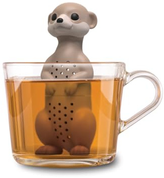 Winkee Erdmännchen Tee Ei Teesieb für losen Tee aus Silikon | Lustige Teekugel in Tierform, für Tassen und losen Tee, wiederverwendbarer Tea Infuser und originelle Geschenkidee