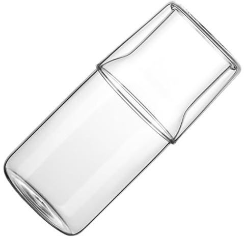 Ipetboom Jarra de Vidrio Transparente Multifuncional 550 Ml Resistente al Calor Diseño Minimalista para Bebidas Frías y Calientes Adecuado para Mesa de Noche Escritorio y Desayuno
