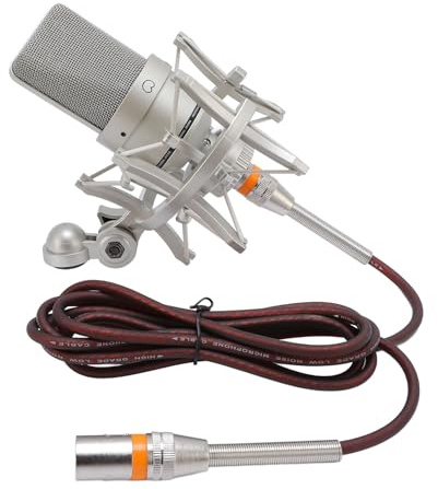 Vvikizy Studiokondensatormikrofon Professionell Stötfäste XLR-kabelvindruta för Podcasting, Sång, Spel, Streaming (Guld)