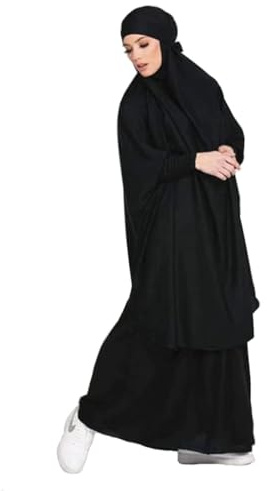 HengBo LED Muslimische Kleider Damen Zweiteiliges Gebetskleid, Abaya & Hijab Set Schlicht Einfach Ohne Muster, Jilbab 2 Teilig Max Kaftan Full Length, Alltagskleidung Für Ramadan & Eid