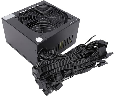 RASTKY Fuente de Alimentación ATX 600W Ahorro de Energía Eficiente Alto Rendimiento para Usuarios de Vista 10 Aleación de Aluminio Negro