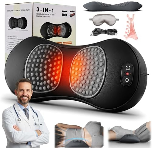 Vertebra 3-In-1 Fusion Massager, Triple Fusion Rücken Massage Gerät, 135°-Goldene Krümmung 3 In 1 Rückenmassagegerät With Traction Vibration & Heat Für Unteren Rücken, Nacken (Schwarz)