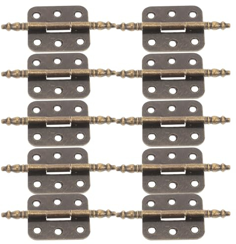 Cabilock Lot de 10 Charnières Anciennes en Fer Marron Design 6 Trous, Installation Sécurisée et Style Rétro pour Portes de Placard et Meubles Vintage