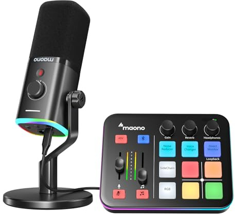 MAONO PD100X XLR-USB Streaming Mikrofon mit Software, Stummschalttaste, Gain-Regler, für Podcast, PC Gaming, Aufnahme, YouTube-Inhaltserstellung, Chat mit G1 Neo Audio Mixer, Gaming-Aufnahme Set