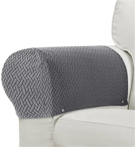 HEUchuan Fluga 2 st/set fåtöljöverdrag soffa Jacquard, elastiskt överdrag LICRA för armstöd stol, skydd för armen hem, grå, Talla única