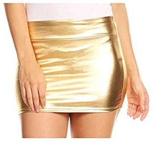Sakkas Métallique Brillant Liquid Wet Look Mini Skirt Kaie Femmes