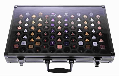 Dice Palace (Double-sided Display with Black Casing) - 2in1 Dice Display & Storage Case Storing Dice Sets & Collections DND Dice Pathfinder Call of Cthulu Metal Stone Resin Dice Bag Box Metal Case
