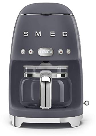 Smeg, DCF02GREU, Filter -Kaffeemaschine, Aroma und Autostart -Funktion, Glaskaraffe bis 12 Tassen, 2 Intensitätsniveaus, Warmhaltefunktion, 1050W, Grau