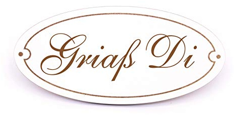 Schild Türschild Oval - Griaß Di - selbstklebend Klingelschild Dekoschild 15x7cm