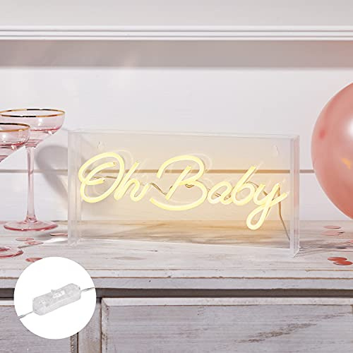 Lights4fun LED Neon Leuchtschriftzug “Oh Baby” strombetrieben 15cm
