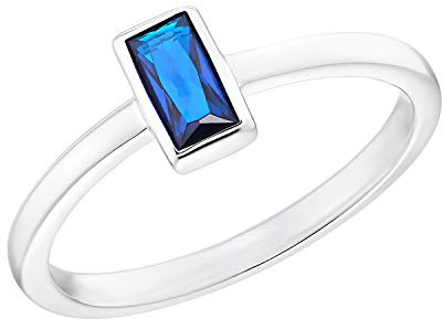 s.Oliver Ring 925 Sterling Silber Damen Ringe, mit Zirkonia synth., Blau, Kommt in Schmuck Geschenk Box, 2031450