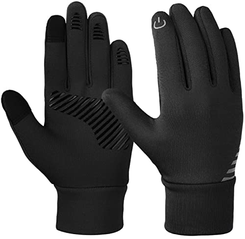 Kids Winter Cycling Gloves Running Boys Girls Touch Screen Anti Slip Thermal Ski Warm Children Outdoor Bike Sport Toddler Soccer Camping (S (6-8 Years), Black)