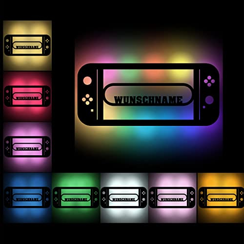 Namofactur Geschenkideen Gaming Deko für Weinachten Geburtstag Gamer Wand Deko Farbwechsel Lampe Holz Licht Geschenke Gamer-Tag Avatar Name I USB + Fernbedienung