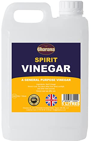 Gharana Swaad Ka Khazaana Spirit White Vinegar (5% Acidic) Perfect for Cleaning, Weed Killing, Pickling, Marinating & Cooking - Distilled Produced In The UK 100% VALUE PACK, 5L (Pack of 1)