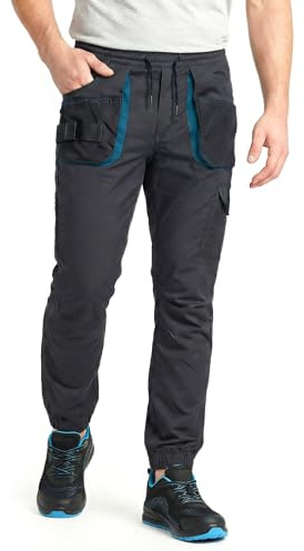 DINOZAVR Revolt Sport herrbyxor – herr arbetsbyxa – elastiska herrbyxor med multifunktionella fickor, antracit, S