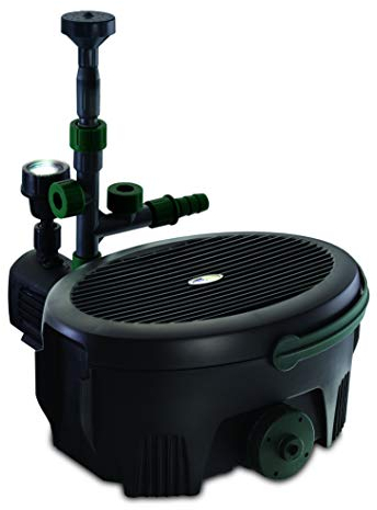 Aquagarden Inpond 6000, pompa per laghetto e acqua, filtro, chiarificatore UV, faretto LED e fontana, soluzione completa per un laghetto pulito, limpido e bello, per laghetti fino a 2000 litri, nero