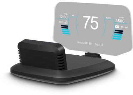 AMROOLOO Dubbelsystem bil head-up display, visar flera funktioner, GPS-hastighetsmätare, OBD i bilen instrumentbräda, med flera snabbfunktioner