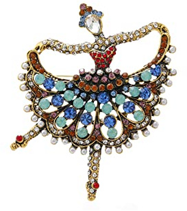 ARFUKA Brosche Kristall Tanzen Dame Retro Brosche Pins Anstecknadel für Kleidung Taschen Jacken Geschenk für Frauen