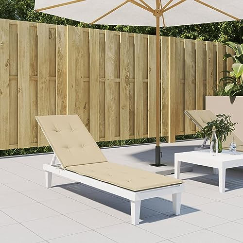 ZEYUAN Liegestuhl-Auflage, Hollywoodschaukel Auflage, Sonnenliege Auflage, Gartenliege Auflage, Liegenauflage, Deckchair Auflagen, Beige (75+105) x50x3 cm