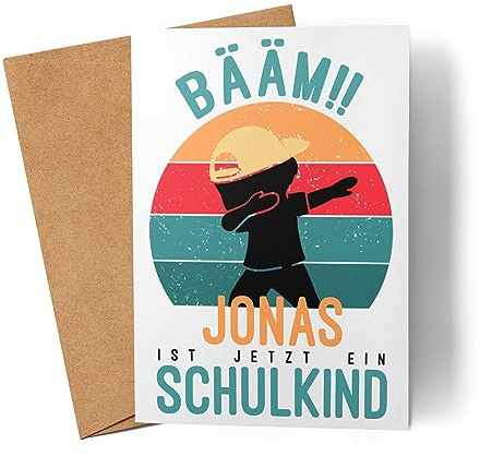 Kiddle-Design Schulkind Karte Junge Bääm Schulind Personalisiert Einschulung Schuleinführung Geschenk Einschulungsgeschenk Einschulungskarte