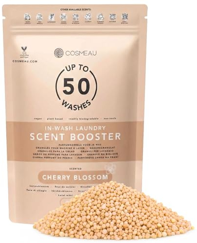 Cosmeau Wäscheparfüm Perlen Kirschblüte Nachfüllpackung - Nachhaltige Duftperlen für Waschmaschine - Bis zu 50 Waschladungen und 24 Wochen Frische - Plästik Frei, Vegan & Zero Waste