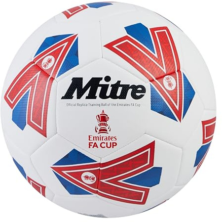 Mitre Training FA Cup Football Pallone da calcio, Unisex adulto, Bianco/Blu/Rosso, 3