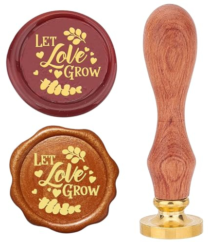 craspire Wachssiegel-Stempel „Let Love Grow“, 25 mm, Worte, Siegelwachs-Stempel, Retro-Palisandergriff, Abnehmbarer Messingkopf Für Hochzeitseinladungen, Umschläge, Halloween, Weihnachten