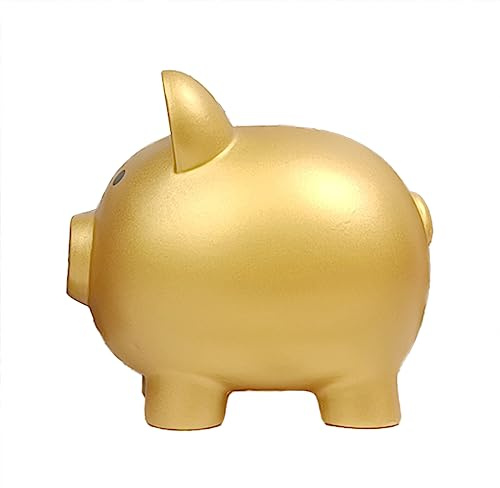 Grande tirelire en plastique en forme de cochon pour garçon et fille - Cadeau mignon - Banque créative de dessin animé - Banque pour adolescente (or, C)