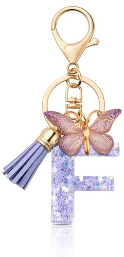 Porte-clés personnalisé avec lettre initiale A-Z papillon | Porte-clef pendentif pour femme en résine, pour décorer clés de voiture, sac à dos et sac à main