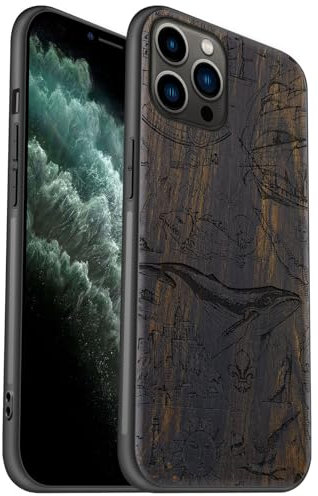 Carveit Coque en Bois pour iPhone 11 Pro Étui Protection Artistique Cover TPU Souple de téléphone Antichoc Compatible avec Apple 11 Pro Etui (Bois Sombre-Un Voyage de Visions Vintage)