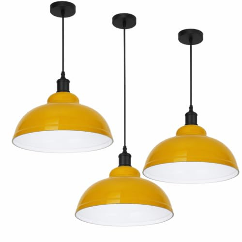 LEDSone Moderne Vintage-Pendelleuchte, industrielle Deckenleuchte, ideal für Esszimmer, Bars, Clubs und Restaurants, E27-Sockel (grün Messing) (Grünes Messing) (Gelb)