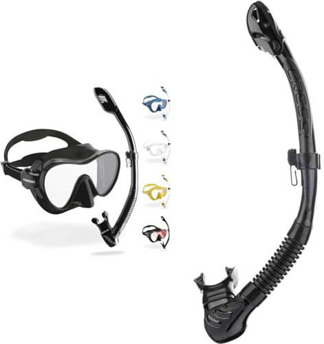 Cressi F1 + Dry Combo - Rahmenlose Maske + Schnorchel Dry Combo Set & Alpha Ultra Dry - Schnorchel Trocken Ideal zum Schnorcheln, Apnoe und Tauchen