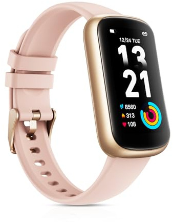 BOALZETD Montre Connectée Femme, 1,47'' Montre Sport avec Cardiofrequencemetre/Oxymetre/Sommeil/, Podometre Trackers d'Activité, Notification/Etanche 3ATM Bracelet Connecté pour Android iOS, Rose