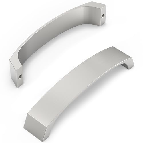 FURNIWARE 10 Stück Schrankgriffe, Möbelgriffe 128mm Lochabstand Küchengriffe Gebürstetes Satin-Nickel Griffe Möbel Schubladengriffe Griffe für Küchenschränke Schränke Schubladengriffe