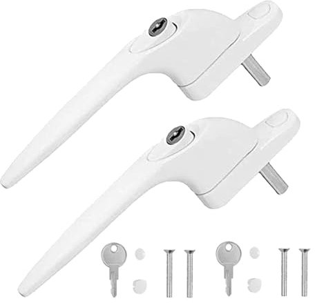 2Pcs Aluminum Alloy Lockable Window Handles with Key & Screws AntiTheft Window Grip Lock Balcony Door Handle Enduring