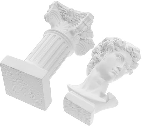 GARVALON David Statue Harzskulptur Mit Römischer Säule Tischdekoration Kunsthandwerk Für Wohnkultur Desktop Ornament